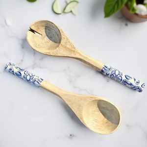 Bol de service classique en bois de manguier écologique UO, design émaillé coloré, poli, pour salade, dîner, petit-déjeuner, déjeuner, fête, usage quotidien, abordable - Product Image 3