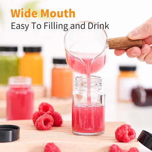 Botellas de Vidrio de 2 oz (<span class=keywords><strong>60</strong></span> <span class=keywords><strong>ml</strong></span>) con Tapa Negra, Boca Ancha, Botellas Pequeñas de Vidrio para Jengibre, Frascos Transparentes Mini para Viaje, a Prueba de Fugas - Product Image 4