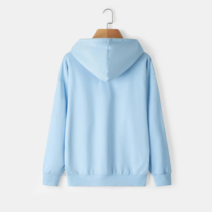 Sweat-shirt à capuche unisexe bleu clair, coupe classique, tricoté, 100% coton, décontracté, hiver, ODM, imperméable, séchage rapide - Product Image 1