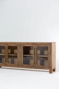 Elegant Solid Wood Two Door <b>Storage</b> <b>Sideboard</b> Cabinet Designed for Bedroom Kitchen Dining Room and Contemporary Interior Spaces - Product Image 4