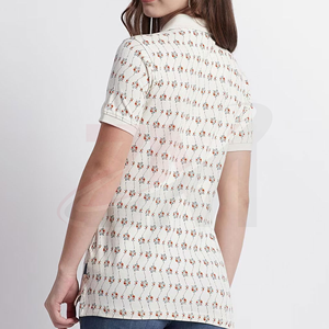 Camisa Polo Floral para Mujer al por Mayor, Manga Corta, Beige, Estampada, Tela Oxford, Casual, Transpirable, 100% Algodón - Product Image 2