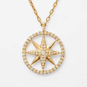 Collier pendentif étoile en or jaune 14 carats de luxe avec diamant de laboratoire de 0,38 ct, certifié IGI, fermoir mousqueton, design élégant et minimaliste - Product Image 1