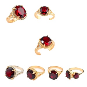 แหวนเพชรเม็ดเดี่ยวของผู้หญิง925เงินโรเดียมชุบตัดสดใสเครื่องประดับโกเมน - Product Image 1