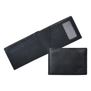 Premium Black Genuine Leather Men's <b>RFID</b> <b>Blocking</b> <b>Wallet</b> Chain Open Closure Waterproof Card Holder Bifold <b>Wallet</b> Daily Use - Product Image 1