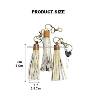 พวงกุญแจหนังแท้ทำมือ ขนสัตว์แท้ รูปทรงพู่ห้อยน่ารักมีเสน่ห์ สไตล์ตะวันตก ทันสมัย - Product Image 2