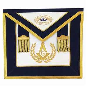 Masonic Apron With Embroidered Symbols And Gold Trim For Lodge Use - Product Image 4