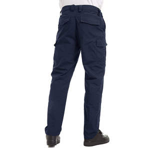 Pantalones de Trabajo Azul Marino para Hombre, Cintura Alta, Múltiples Bolsillos, Corte Recto, Material de Lona, para Otoño - Product Image 2