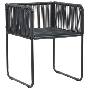 Set di 6 Sedie in Rattan PE Nero con Struttura in Acciaio Verniciato a Polvere e Poliestere, Arredamento da Giardino - Product Image 4