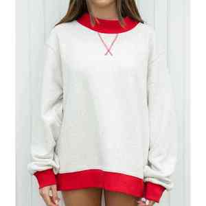 Womens Oversized Color Block Sweatshirt Crew Neck <b>Long</b> <b>Sleeve</b> Casual Loose Fit Pullover Fashion <b>Top</b> Wholesale OEM Custom - Product Image 1