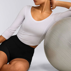 Camisetas de Gimnasio y Yoga de Manga 3/4 de Longitud Corta, Diseño con Cuello Profundo, Ropa Deportiva Ecológica sin Costuras, Venta al por Mayor - Product Image 3