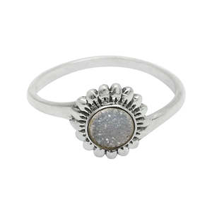 New Arrival Dainty <b>Ring</b> Made From 925 <b>Sterling</b> <b>Silver</b> Gemstone Minimalist Design <b>Ring</b> With Round Cut Bezel <b>Set</b> Druzy Gemstone - Product Image 1
