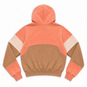 Custom Cropped Women's Hoodies Full Zip Color <b>Block</b> Crop Zip-Up Hoodie Cotton Blend Drop Shoulder Pullover Patchwork Streetwear - Product Image 4
