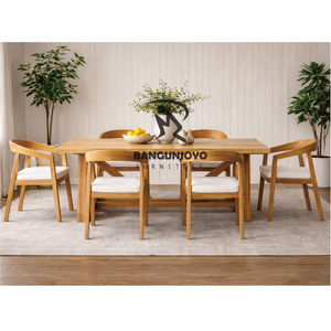Modern Design Eco-Friendly Adjustable Teak Wood <b>Dining</b> <b>Table</b> and Chair Set for Apartments and Villas - Product Image 1