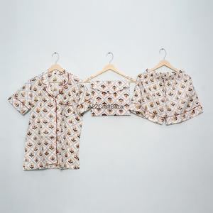 Conjunto de Pijama de Manga Corta de Lujo 100% Algodón Puro para Mujer, Ropa de Dormir Suave y Transpirable - Product Image 3