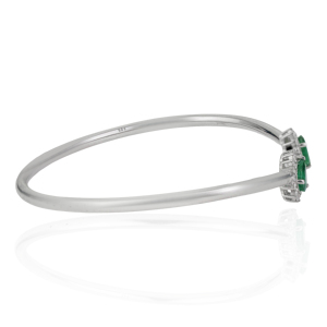 Wholesale Price 925 Sterling <b>Silver</b> Pear Cut 100% Genuine Emerald & Diamond Open <b>Cuff</b> Bangle For Women's - Product Image 5