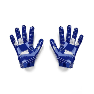 Custom Football Receiver <b>Gloves</b> Men's <b>Moisture</b> Wicking Sublimated Print Blue Polyester All Seasons American Football Apparel - Product Image 3