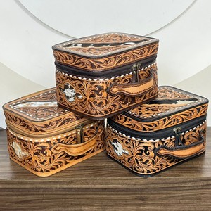 กระเป๋าเครื่องสำอางหนังแท้คุณภาพสูง งานแฮนด์เมด ดีไซน์ทันสมัย พร้อมซิป กระเป๋าใส่เครื่องประดับสำหรับผู้หญิง กระเป๋าจัดระเบียบสำหรับเดินทางสุดหรู - Product Image 4