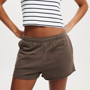 Shorts décontractés en tricot pour femmes, taille mi-haute élastique, couleur unie, respirants, avec poches, vente en gros - Product Image 1