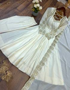 New Design Trending Women's Roman Embroidered Sequence Designer Anarkali <b>Three</b> Piece Set Floor-Length Reversible Stretchable - Product Image 6