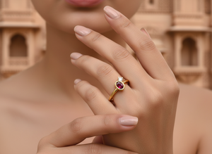 Anillo Unisex de Oro Sólido de 14k con Rubí, Diseño Moderno, Bañado en Oro, Banda con Gema Ovalada Engastada en Bisel, Joyería para Regalo de Compromiso - Product Image 5