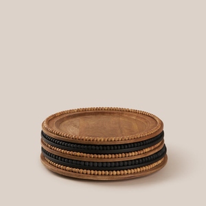 Plato de lujo para cargar dispositivos, de madera natural con acabado negro, OEM/ODM, bajo MOQ, precio de fábrica, venta al por mayor, suministro a granel, bandeja decorativa con cuentas. - Product Image 4