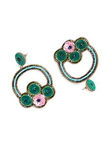 Bijoux floraux légers en coton brodé de perles, faits à la main, avec perles de rocaille colorées, classiques, tendance, pour fêtes, par MULTI CRAFT - Product Image 2