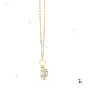 Lab Grown Diamond Classic Halo <b>Pendant</b> Necklace 14K/18K <b>Solid</b> <b>Gold</b> Luxury Women's Bridal Party Wedding Jewelry Manufacturer - Product Image 4