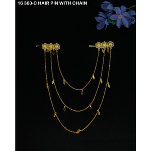 Hermosas Horquillas Vintage Nuevas con Pedrería, Joyería de Moda Chapada en Oro, Horquilla Árabe de Dubái para Mujer - Product Image 1