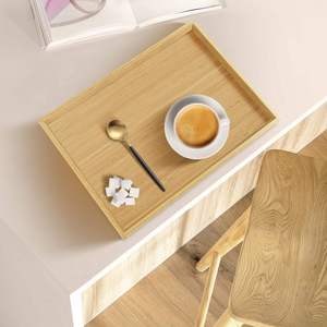 Oak Wood Japanese Style Rectangular Eco-Friendly Serving Tray Minimalist Design <b>Block</b> <b>Corner</b> Feet Hotel Restaurant OEM Vietnam - Product Image 4