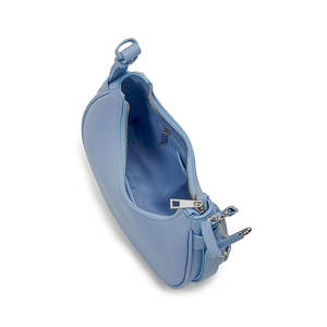 Sac à bandoulière bleu clair en forme de croissant, sac hobo en cuir PU avec fermeture éclair et sangle réglable pour les voyages quotidiens - Product Image 3