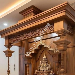 Grand Luxury Handcrafted Solid Wood Home <b>Mandir</b> Ornate Carved Pooja Unit with Storage for Living Room - Product Image 2