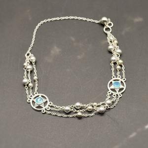 Aqua Chalcedony Opal Silver <b>Bracelet</b> Gold Gemstone Bangle Elegant Jewelry For Women - Product Image 4
