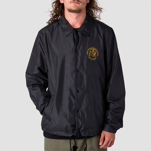 Veste vintage noire Turndown Coach Line pour homme avec logos imprimés, idéale pour un usage quotidien en extérieur - Product Image 3