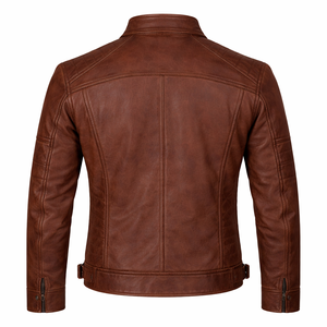 เสื้อแจ็คเก็ตหนังแท้ ของแท้สำหรับผู้ชาย สไตล์วินเทจ แจ็คเก็ตนักขี่มอเตอร์ไซค์ หนังวัวแท้คุณภาพสูง เสื้อโค้ทหนังแท้ - Product Image 6