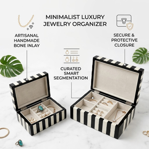 Handmade Black White Zebra Bone Inlay Box Striped Design Luxury Jewelry Storage Organizer Decorative Gift <b>Case</b> Home Decor Use - Product Image 5