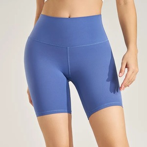 Shorts de Yoga de Cintura Alta para Mujer, Color Sólido, Logotipo Personalizado, Venta al Por Mayor, Tallas Grandes, Ropa Deportiva, Transpirable, Secado Rápido, Spandex/Poliéster - Product Image 3