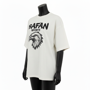 Camiseta Boxy para Mujer, Algodón Jersey Grueso, Corte Oversize, Estampado Gráfico Crema, Logotipo Personalizado, Estilo Urbano - Product Image 4