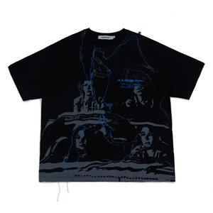 Camiseta de algodón holgada de corte extragrande para hombre al por mayor, con hombros caídos, lavado ácido, lavado a la piedra, estampado serigrafiado y DTG, impresión personalizada. - Product Image 6