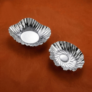 Premium 2 Pcs Wavy Rippled Metal Chocolate <b>Tray</b>/ Bowl Set With <b>Mirror</b> Polish Finish, Perfect For Luxury Home Decorative Tabletop - Product Image 2