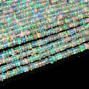 Perles d'opale éthiopienne naturelle 3-3,5 mm, lisses, en forme de rondelle, brin d'opale éthiopienne AAA+ blanc feu Welo, 16 pouces - Product Image 2