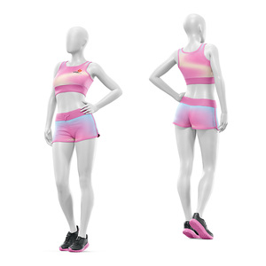 Conjunto de Yoga de 2 Piezas Personalizado al por Mayor, Ecológico, Ligero, de Cintura Media, Elástico, con Logotipo Impreso en la Parte Delantera, Sujetador Deportivo y Pantalones Cortos - Product Image 1