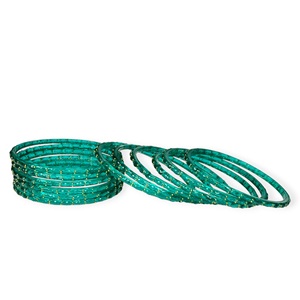New 2026 Sea Blue Design Trendy Gold Plated Kashmiri Raindrop <b>Glass</b> <b>Bangles</b> Crystal Pattern Gold Accents Lightweight Wedding - Product Image 3