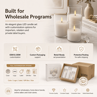 Velas LED de Cristal sin Llama, a Pilas, con Llama 3D, Juego de Velas de Cera Real para Decoración de Bodas, Venta al Por Mayor