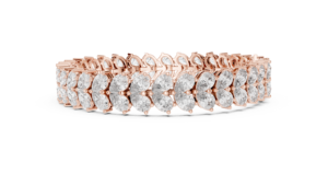 Pulsera de tenis de oro rosa con diamantes marquesa, pulsera de lujo para mujer con diseño de hoja, elegante regalo de joyería para aniversario de bodas - Product Image 1