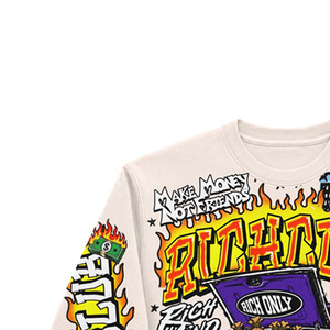 Top Quality Street Style Long Sleeve Sweatshirt <b>Men</b> O-Neck Printed Jersey Cotton Regular Fit With Pattern Design - Product Image 2
