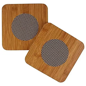 Ensemble de sous-verres carrés en bois écologiques faits à la main de haute qualité, accessoires de cuisine en bois naturel, boîte cadeau - Product Image 2
