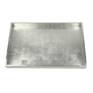 Bandeja de servicio de lámina de plata MDF Rectangular rústica Vintage sostenible hecha a mano manijas elegantes mesa de centro de madera decorativa para el hogar - Product Image 2