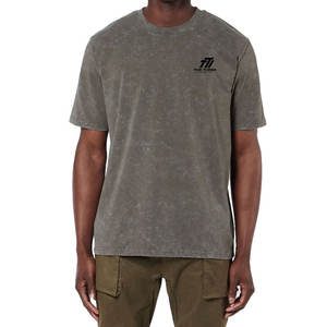 Camiseta de manga corta de alta calidad 100% algodón para hombre, lavado ácido, corte holgado, con logo personalizado impreso, camiseta de lavado ácido para hombre - Product Image 1