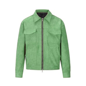 Blouson d'hiver vintage MANWA pour homme en cuir véritable imperméable, col montant, fermeture éclair, coupe ample, longueur standard, couleur unie - Product Image 5