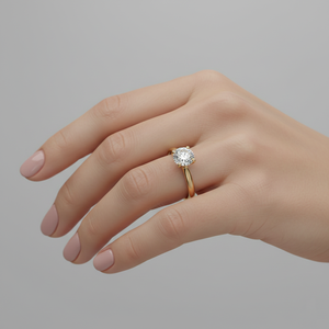 Anillo de compromiso solitario ovalado cónico Stonewels Pave, chapado en oro |   para diamantes cultivados en laboratorio certificados |   Juego de Anillos de Oro Amarillo de 14K - Product Image 2